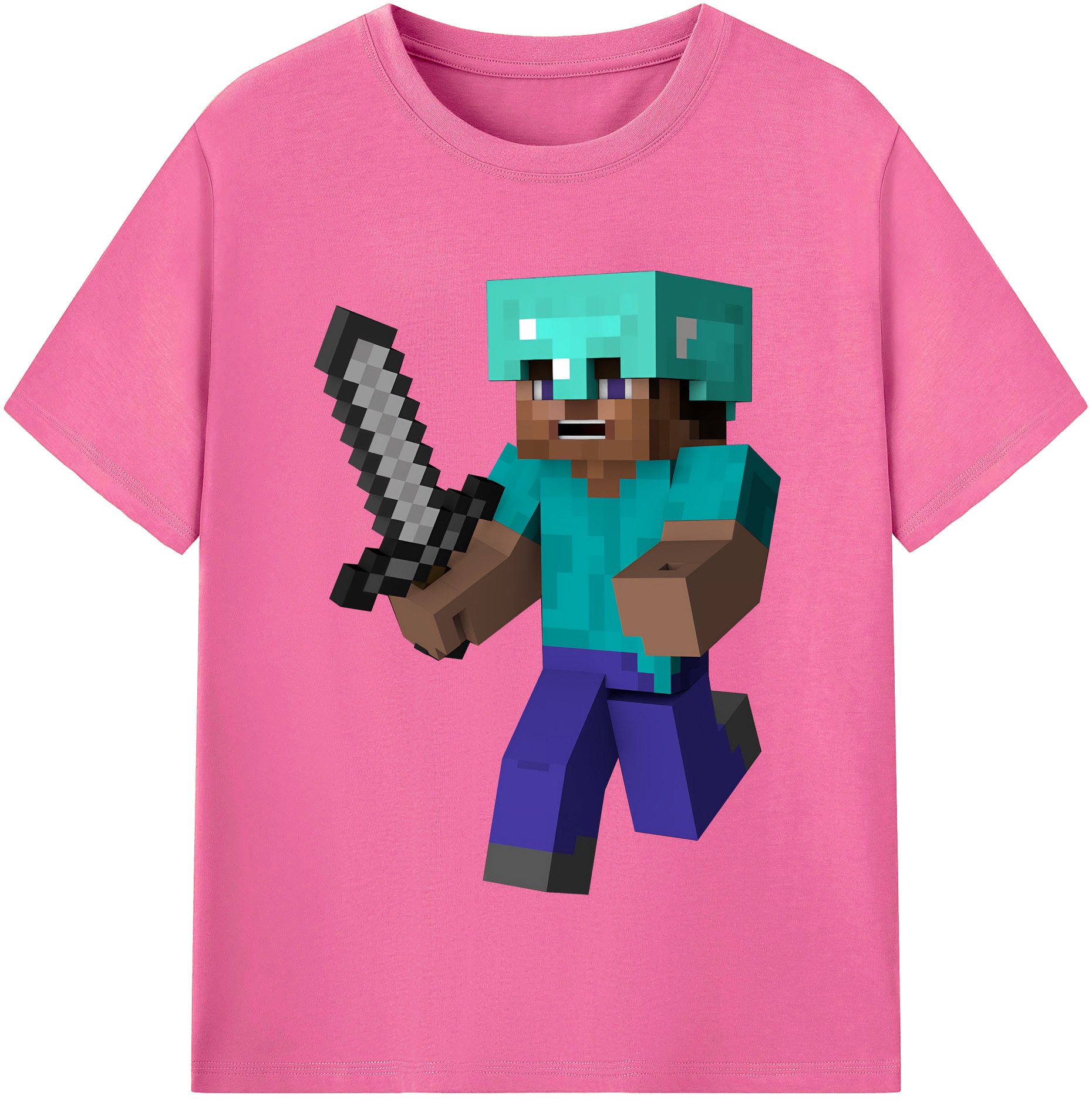 （画像用） マインクラフト ブロックの世界 Minecraft MC Block world レディースカジュアルプリントTシャツ（綿100％）